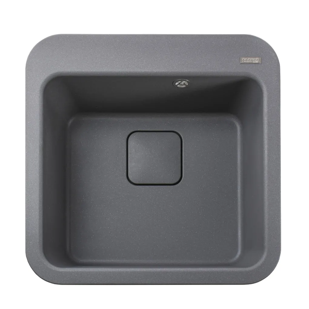 Гранітна мийка Globus Lux BARBORA 510х510-А0003, сірий металік- Фото 1
